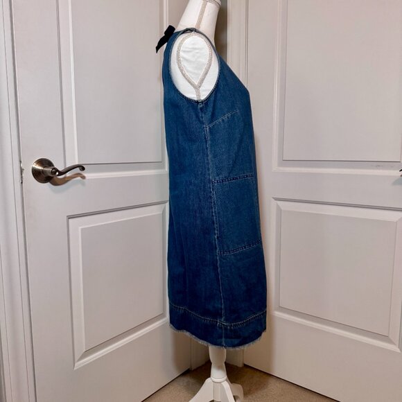 J. Jill 100% cotton, Sleeveless Denim Midi Dress, Size Small, Tie Back - Picture 8 of 12